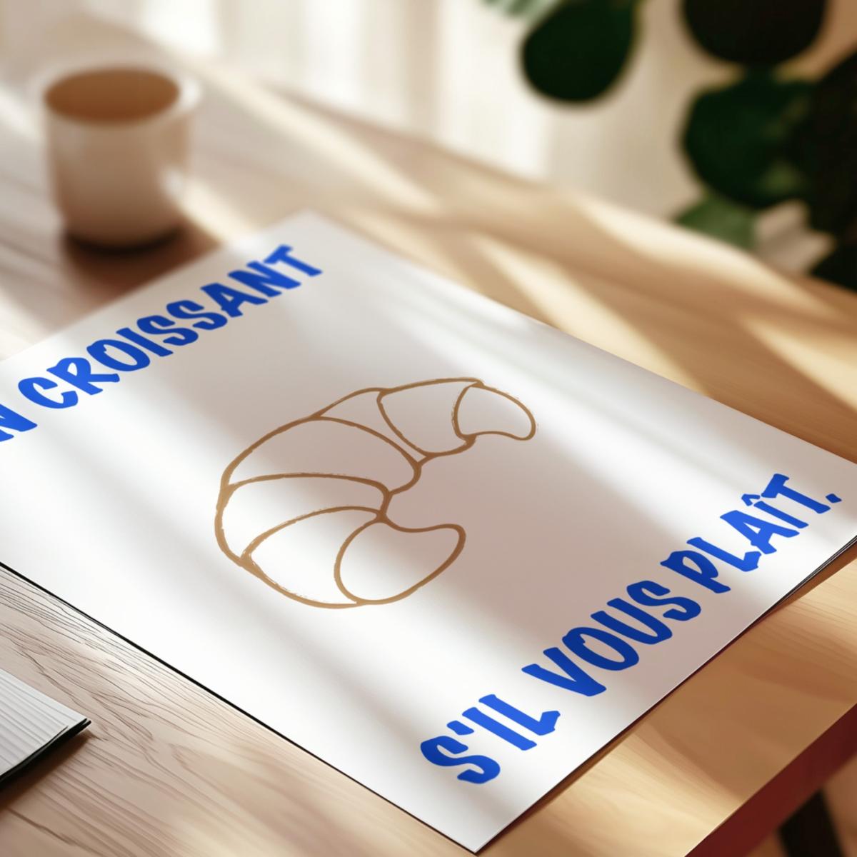 Blue Un Croissant French Kitchen Retro Inspired Giclée Art Print A2 | A2 | 420 X 594Mm | Fanclub – image 4