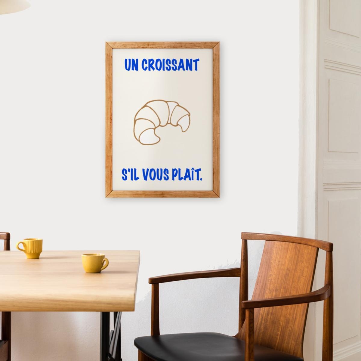 Blue Un Croissant French Kitchen Retro Inspired Giclée Art Print A2 | A2 | 420 X 594Mm | Fanclub – image 5