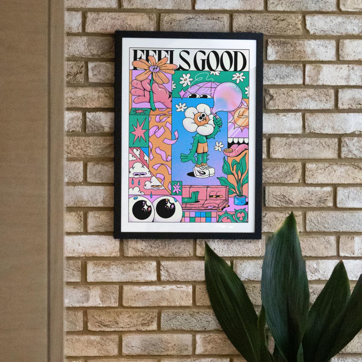 Blue / Pink / Purple Feels Good - Giclee Fine Art Print - Small | A3 | 297 X 420Mm | East Side Studio London – image 4
