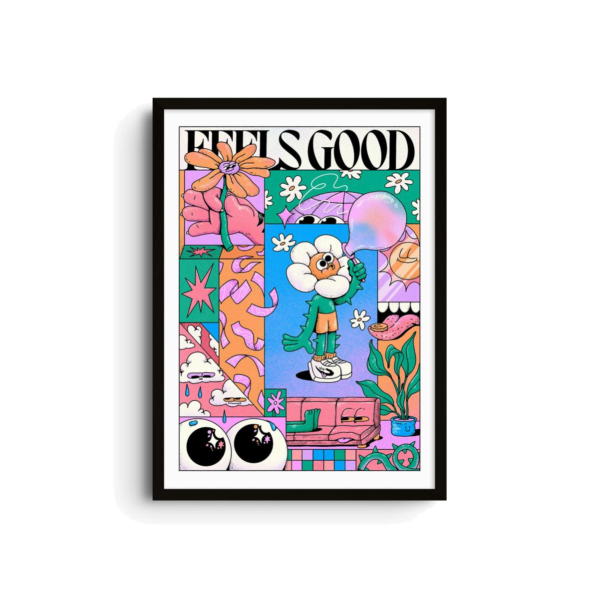 Blue / Pink / Purple Feels Good - Giclee Fine Art Print - Small | A3 | 297 X 420Mm | East Side Studio London – image 1