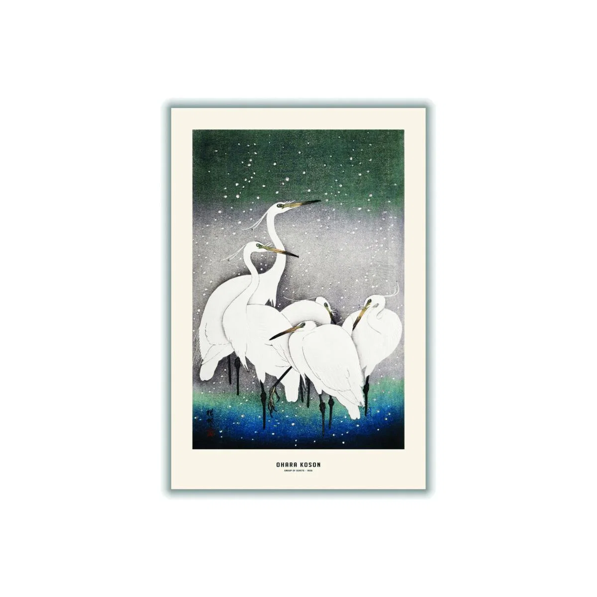 White Ohara Koson - Group Of Egrets A4 210 X 297Mm Stanley Print House – image 1