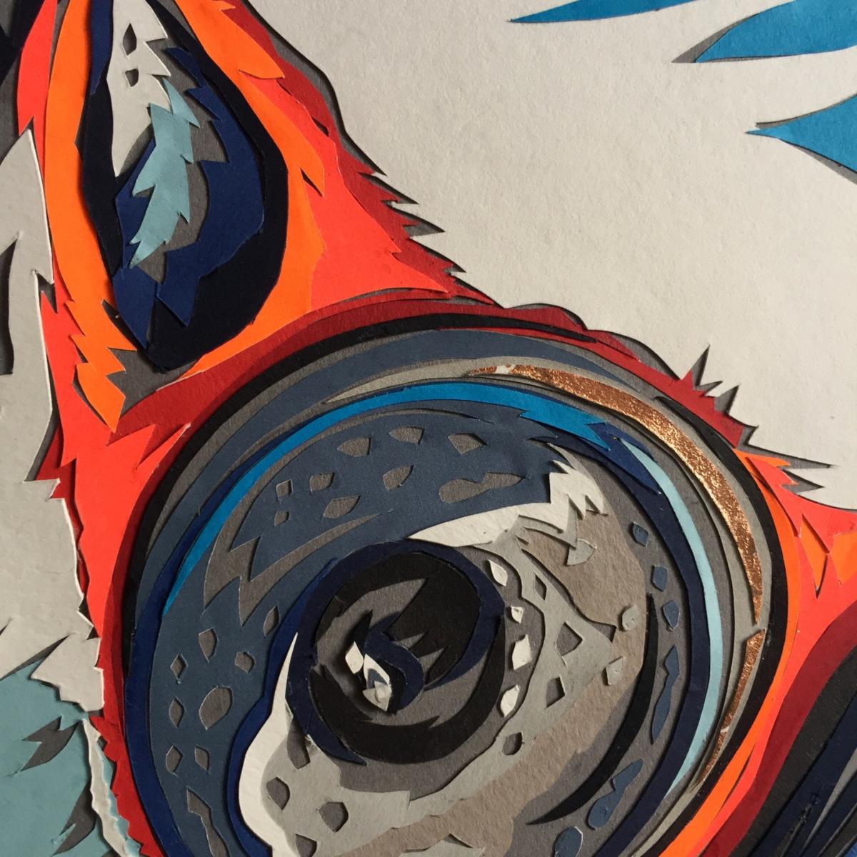 Blue Mr Puffin Original Paper Cut Artwork Chloe Croft London Limited – image 2