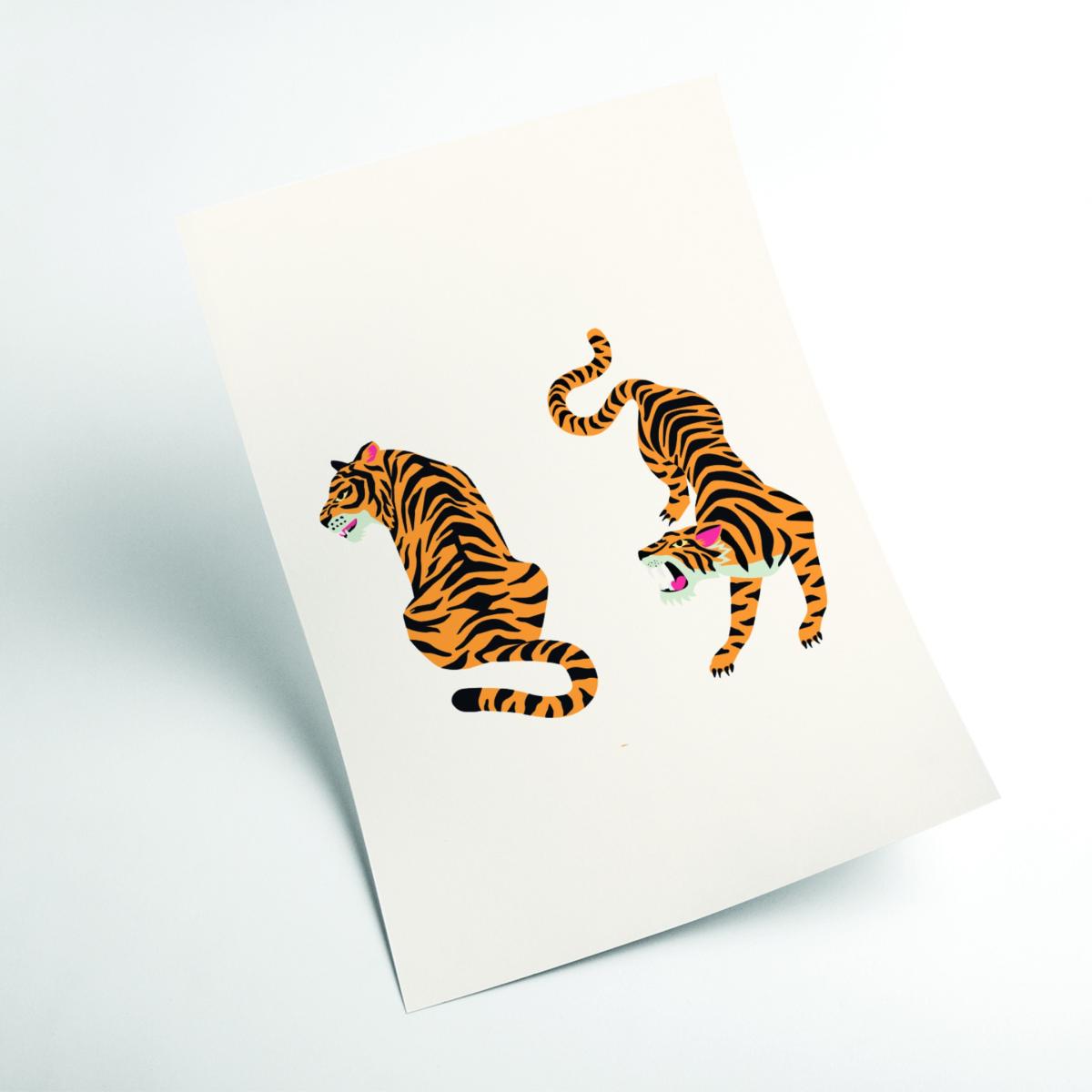 Yellow / Orange The Two Tigers A1 594 X 841Mm Stanley Print House – image 2