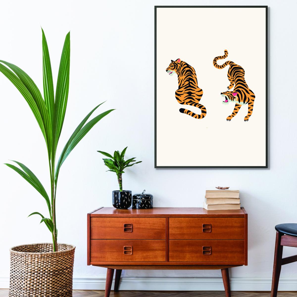 Yellow / Orange The Two Tigers A1 594 X 841Mm Stanley Print House – image 3