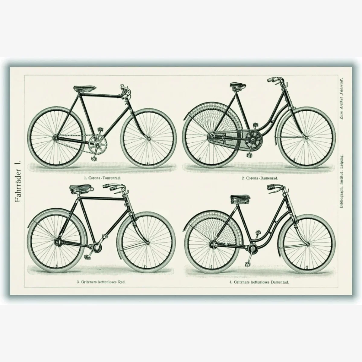 Grey Various Bicycles Medium Stanley Print House – image 1