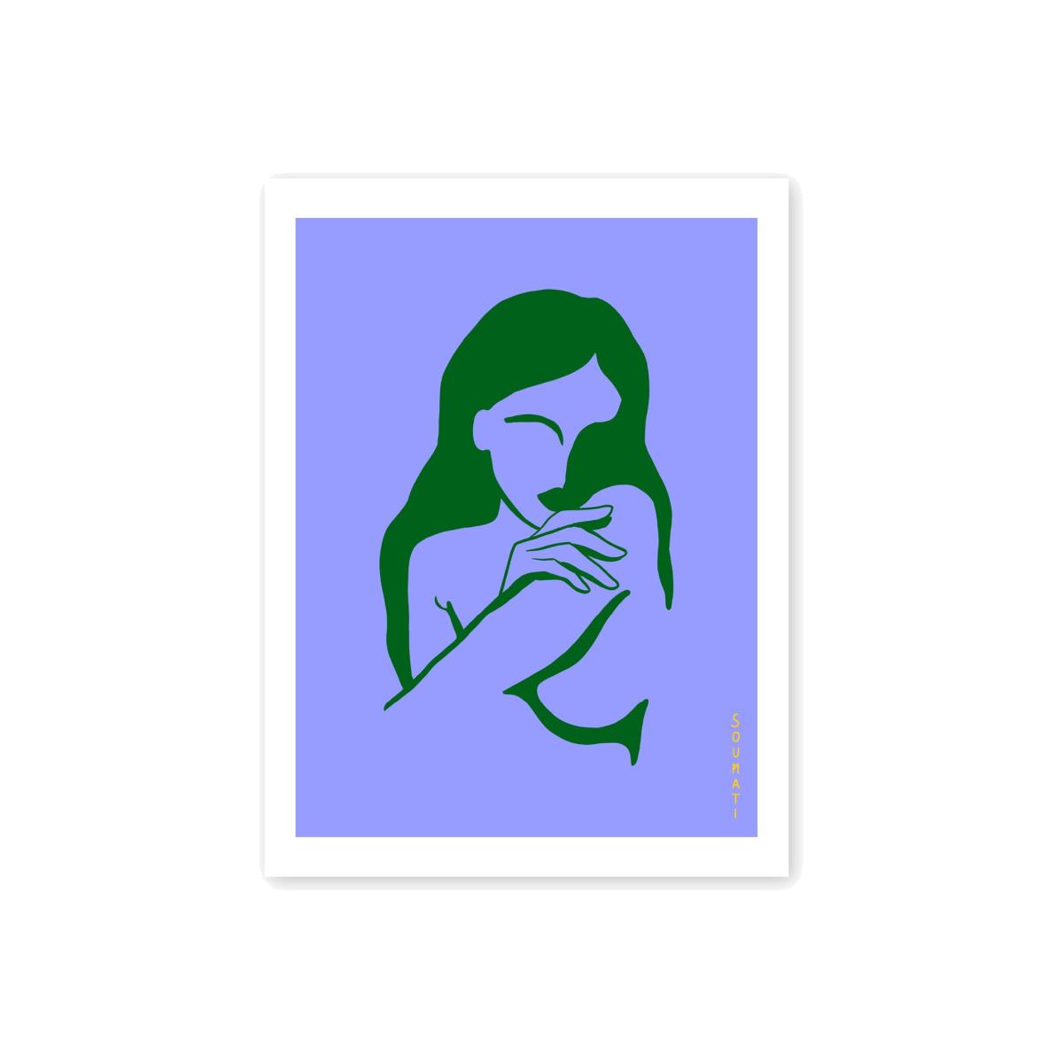 Rêverie Green & Blue Art Print 21X30Cm Soumati Studio
