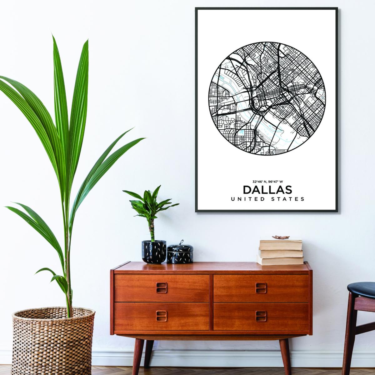 Black Map Of Dallas Medium Stanley Print House – image 3