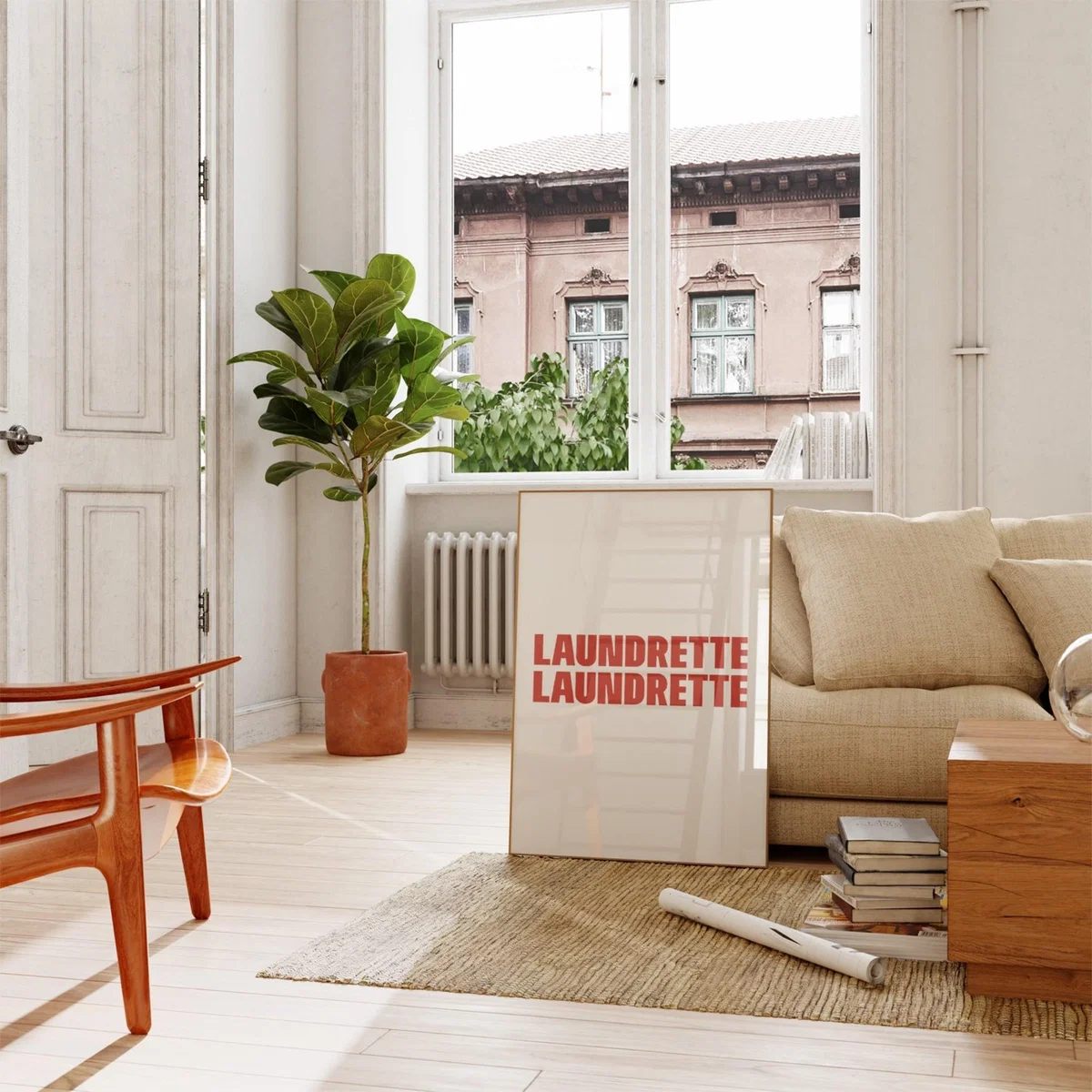 Red / Neutrals Laundrette Retro Giclée Art Print A2 420 X 594Mm Fanclub – image 2