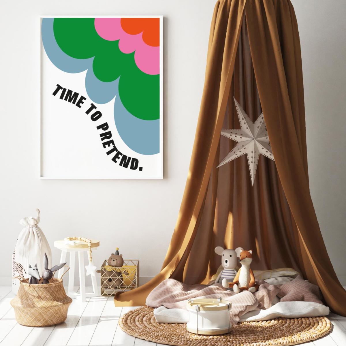 Pink / Purple / Green Time To Pretend Retro Giclée Art Print A2 420 X 594Mm Fanclub – image 3
