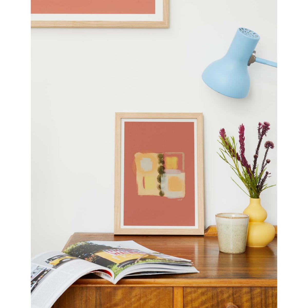Pink / Purple / Yellow Retro Intention By Met Giclée Fine Art Print - Dusty Rose A4 210 X 297Mm Blue Nude – image 2