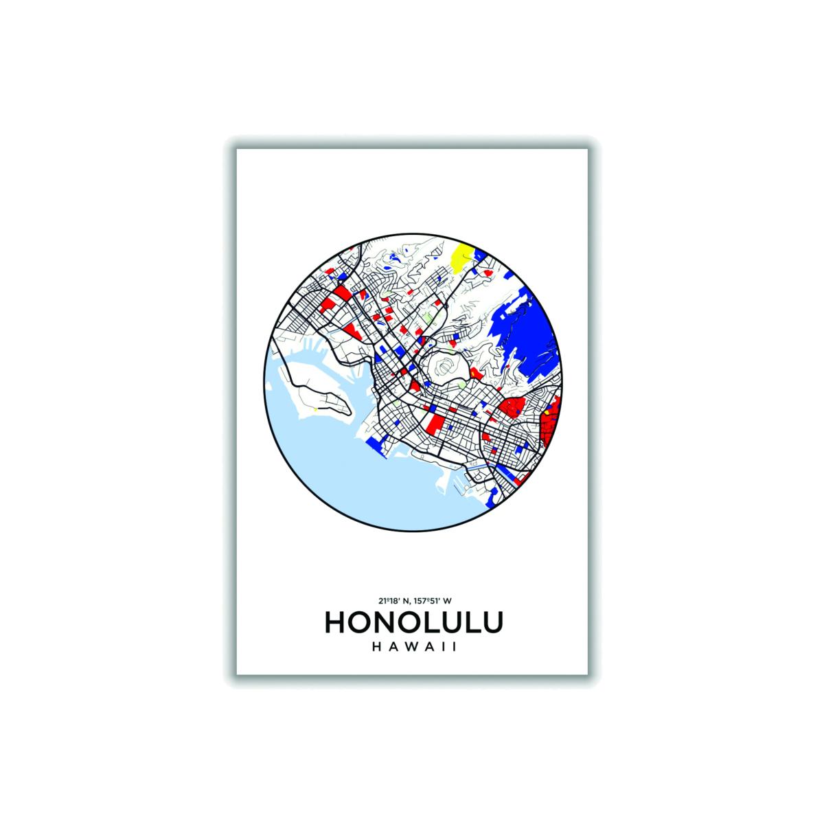 Blue Map Of Honolulu Hawaii Extra Small Stanley Print House – image 1