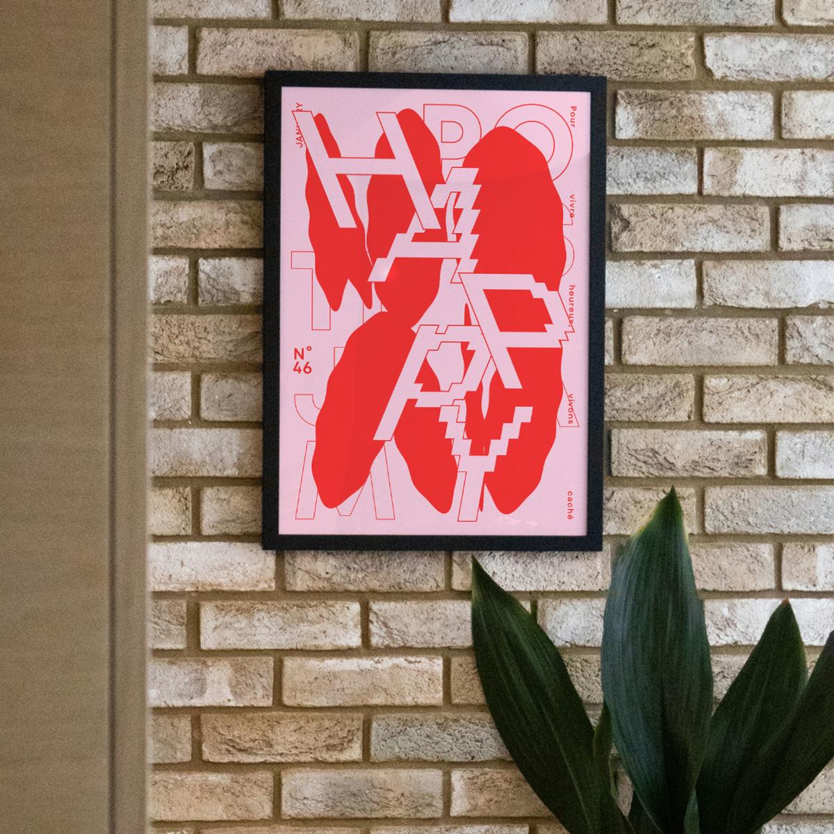 Red Happy - Giclee Fine Art Print - Large | A2 | 420 X 594Mm | East Side Studio London – image 4