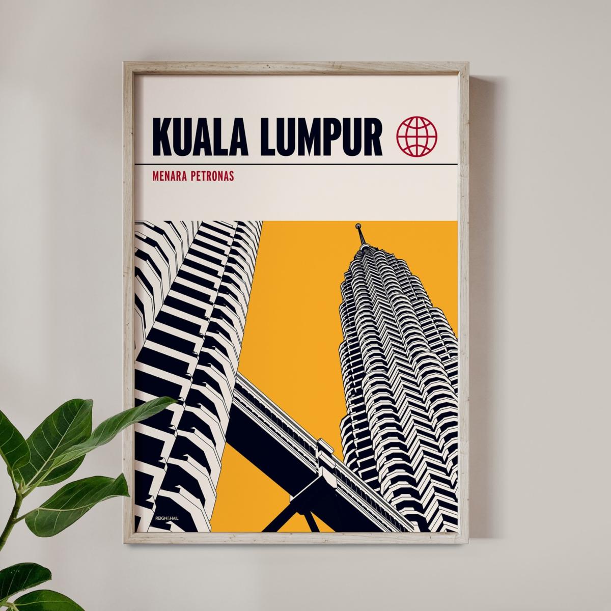 Kuala Lumpur Petronas Towers Modernist Architectural Travel Poster A1 594 X 841Mm Reign & Hail – image 2