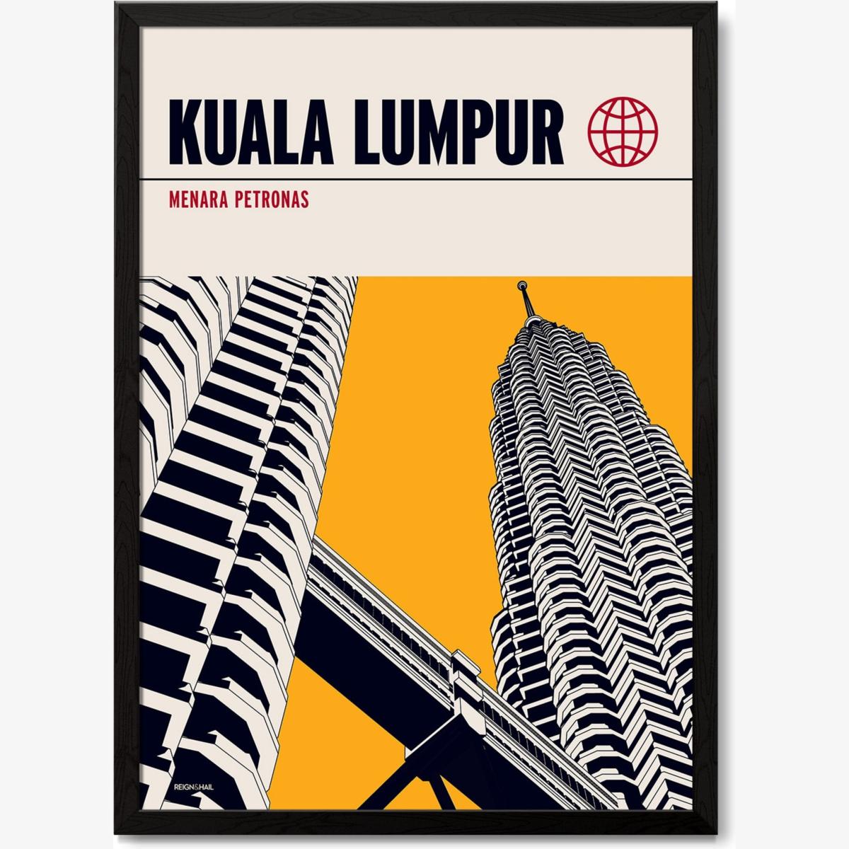 Kuala Lumpur Petronas Towers Modernist Architectural Travel Poster A1 594 X 841Mm Reign & Hail – image 1