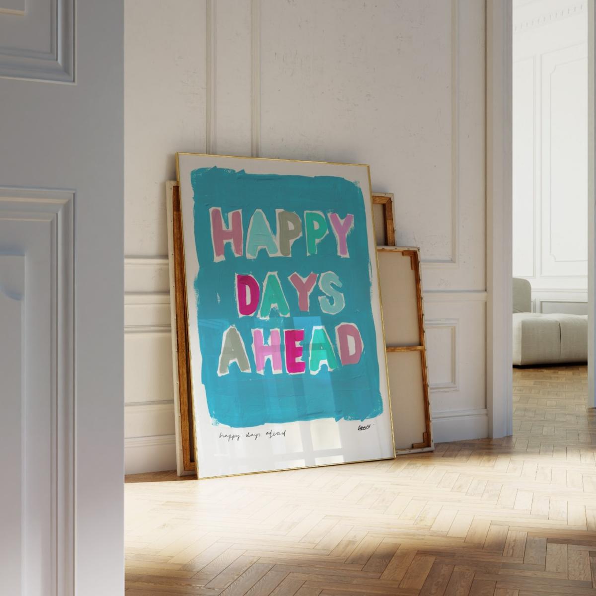 Blue Happy Days Hand Painted Art Print - A3 | Natalie Cass Art – image 3
