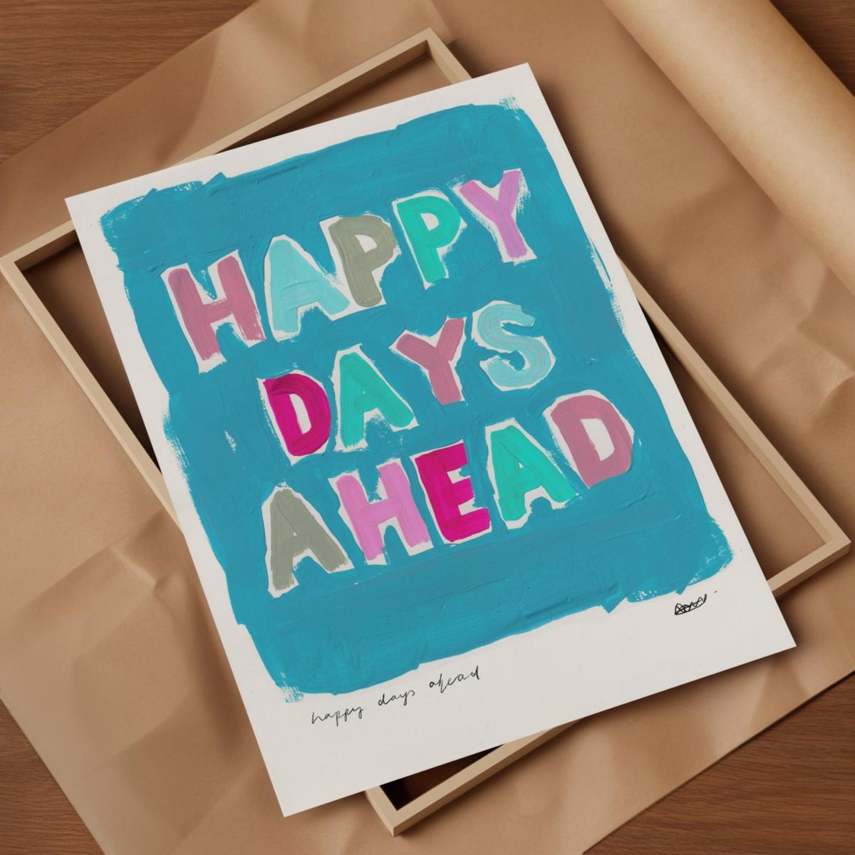 Blue Happy Days Hand Painted Art Print - A3 | Natalie Cass Art – image 4