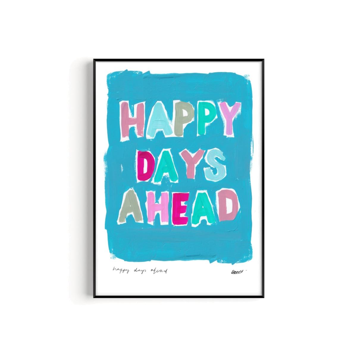 Blue Happy Days Hand Painted Art Print - A3 | Natalie Cass Art – image 1