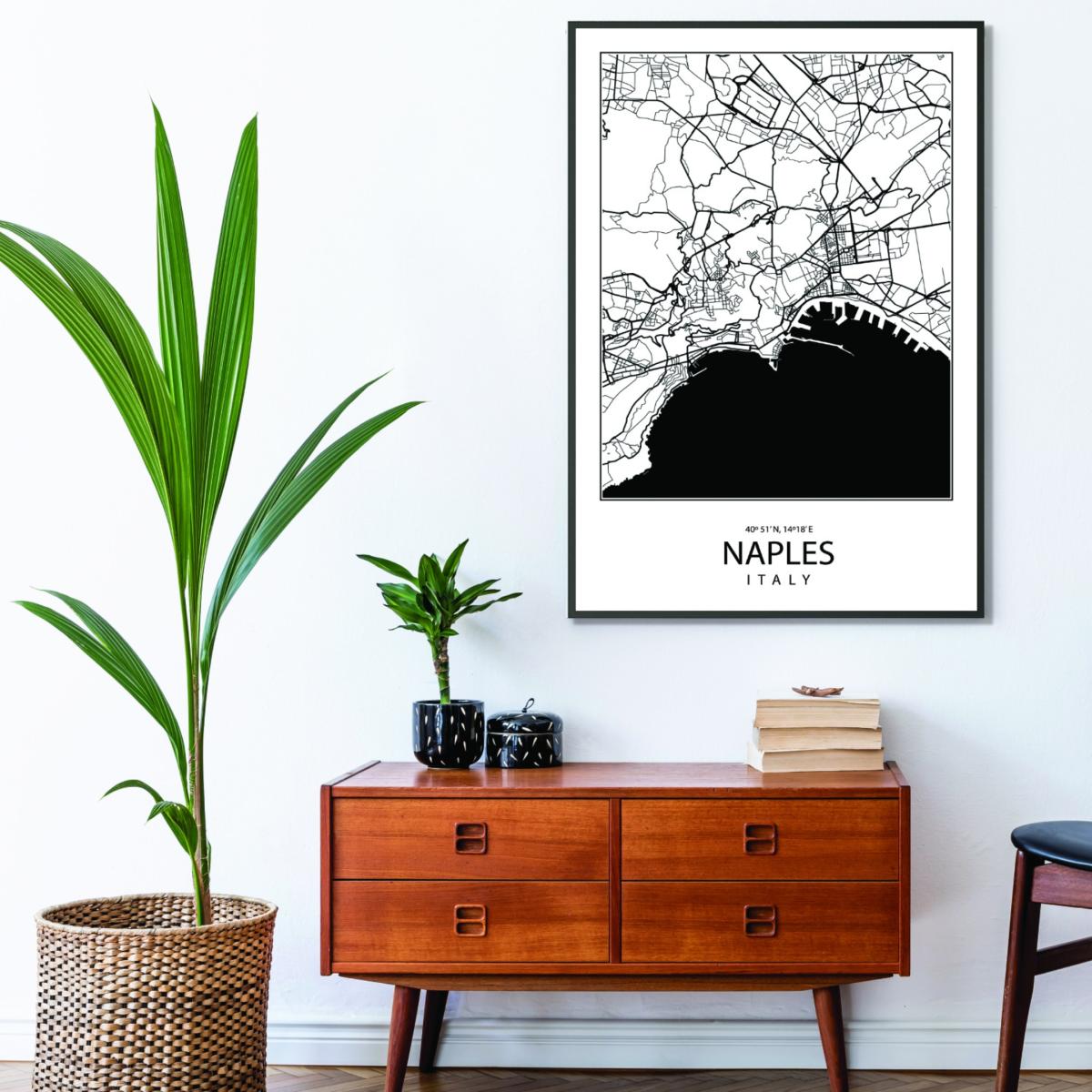 Black Map Of Naples Italy Medium Stanley Print House – image 3