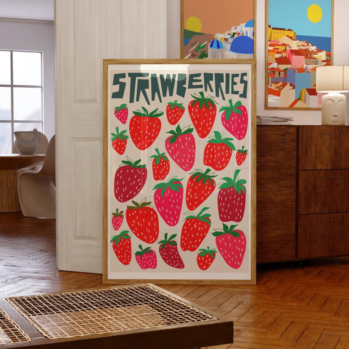 Strawberries Art Print - A3 Natalie Cass Art – image 4