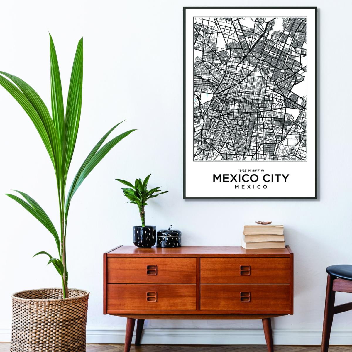Black Map Of Mexico City Mexico A2 420 X 594Mm Stanley Print House – image 3