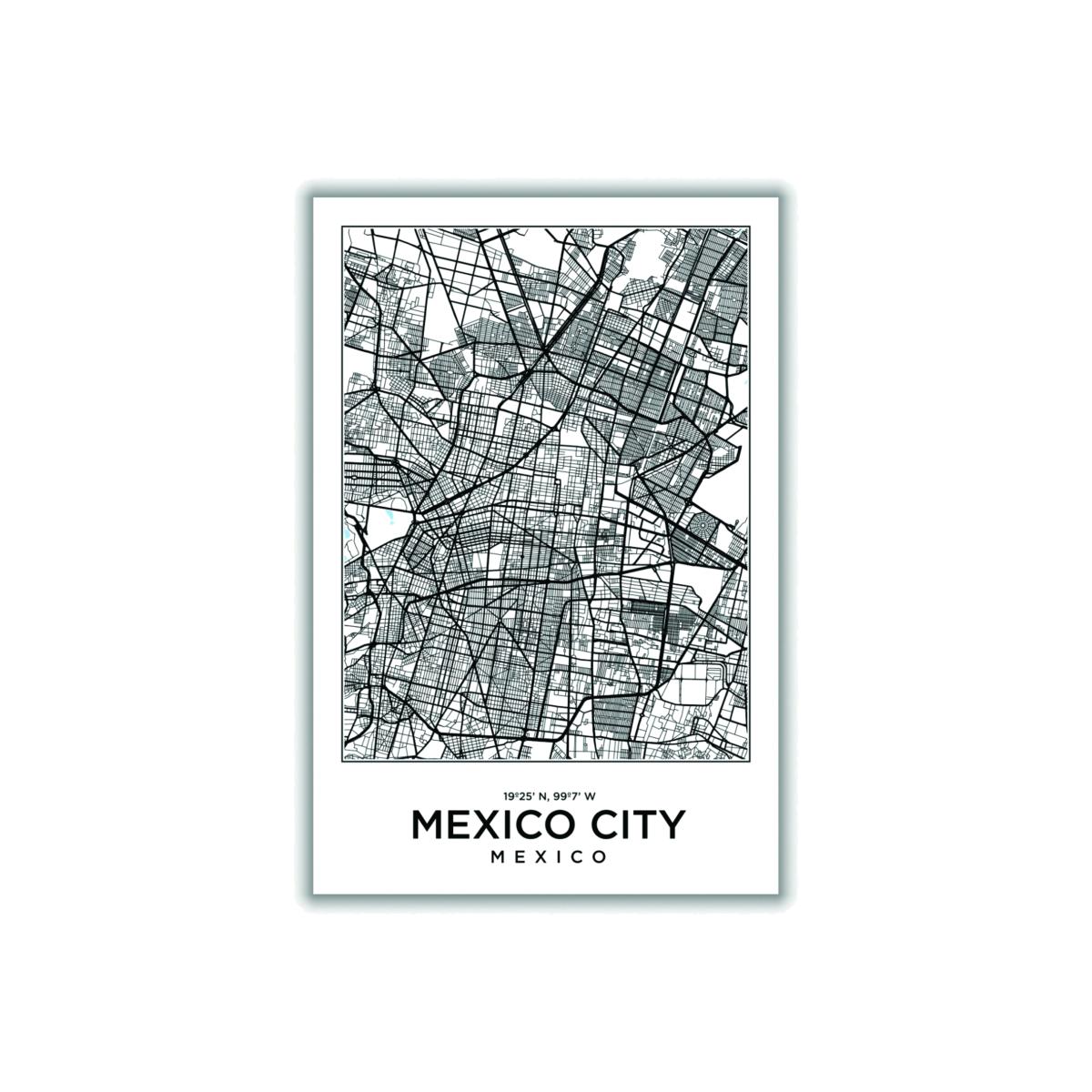 Black Map Of Mexico City Mexico A2 420 X 594Mm Stanley Print House – image 1