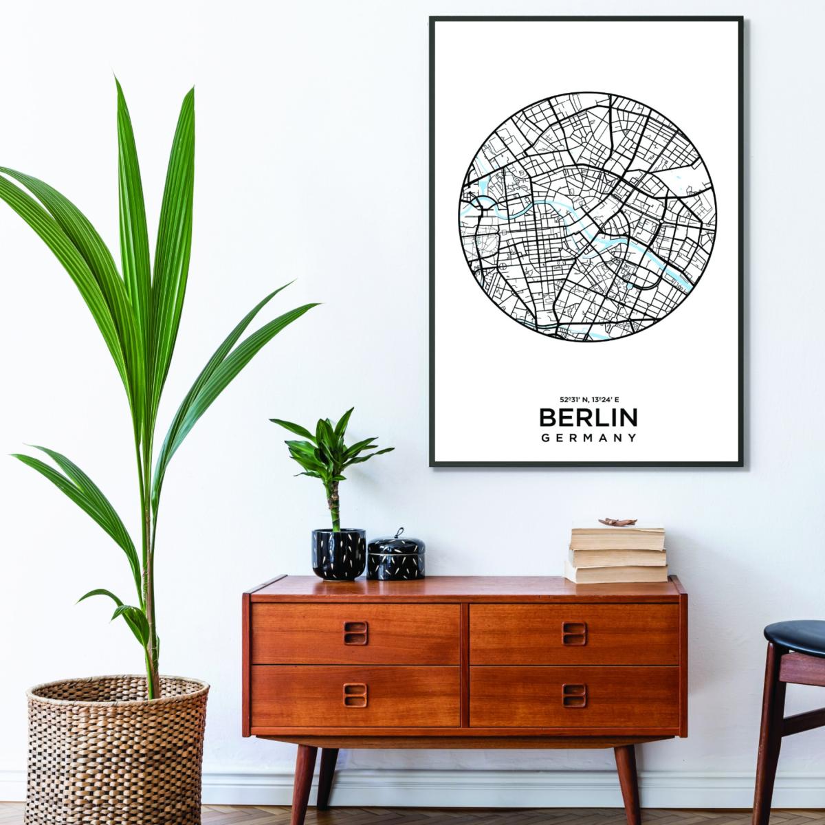 Black Map Of Berlin A3 297 X 420Mm Stanley Print House – image 3