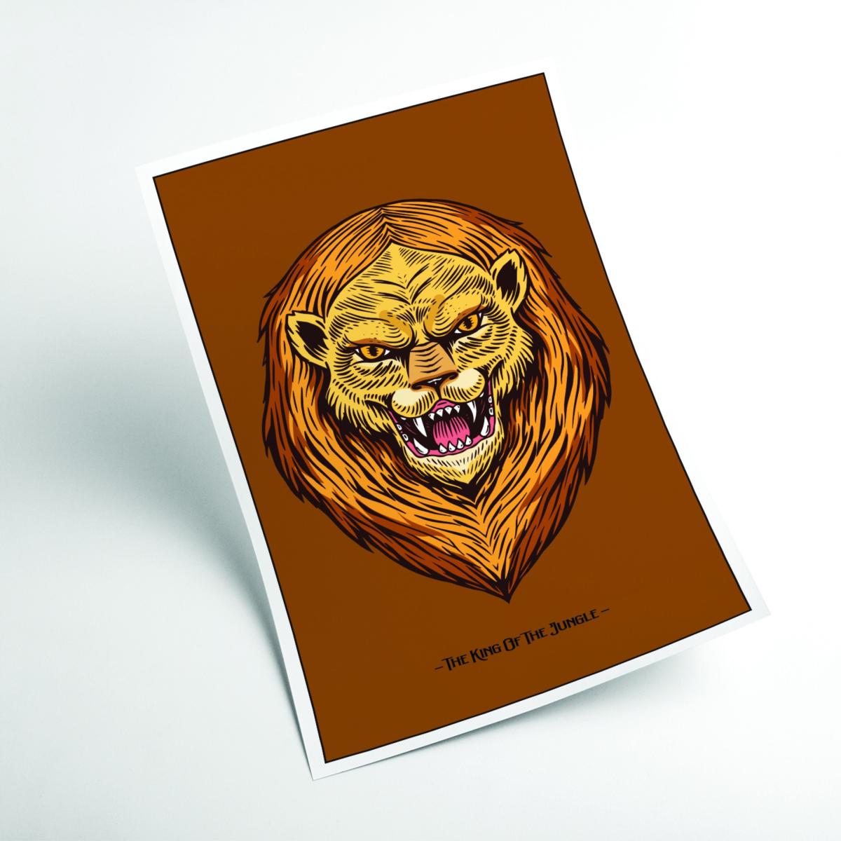 Yellow / Orange The King Of The Jungle A4 210 X 297Mm Stanley Print House – image 2