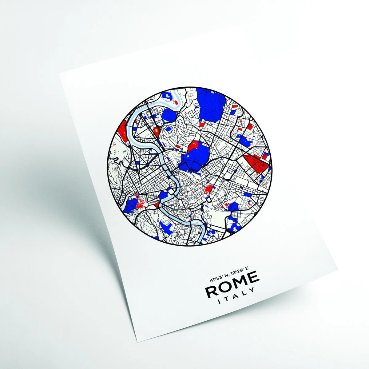 Blue Map Of Rome Italy A1 594 X 841Mm Stanley Print House – image 2