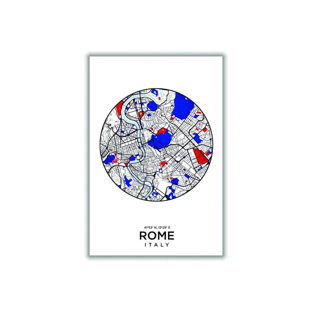 Blue Map Of Rome Italy A1 594 X 841Mm Stanley Print House – image 1