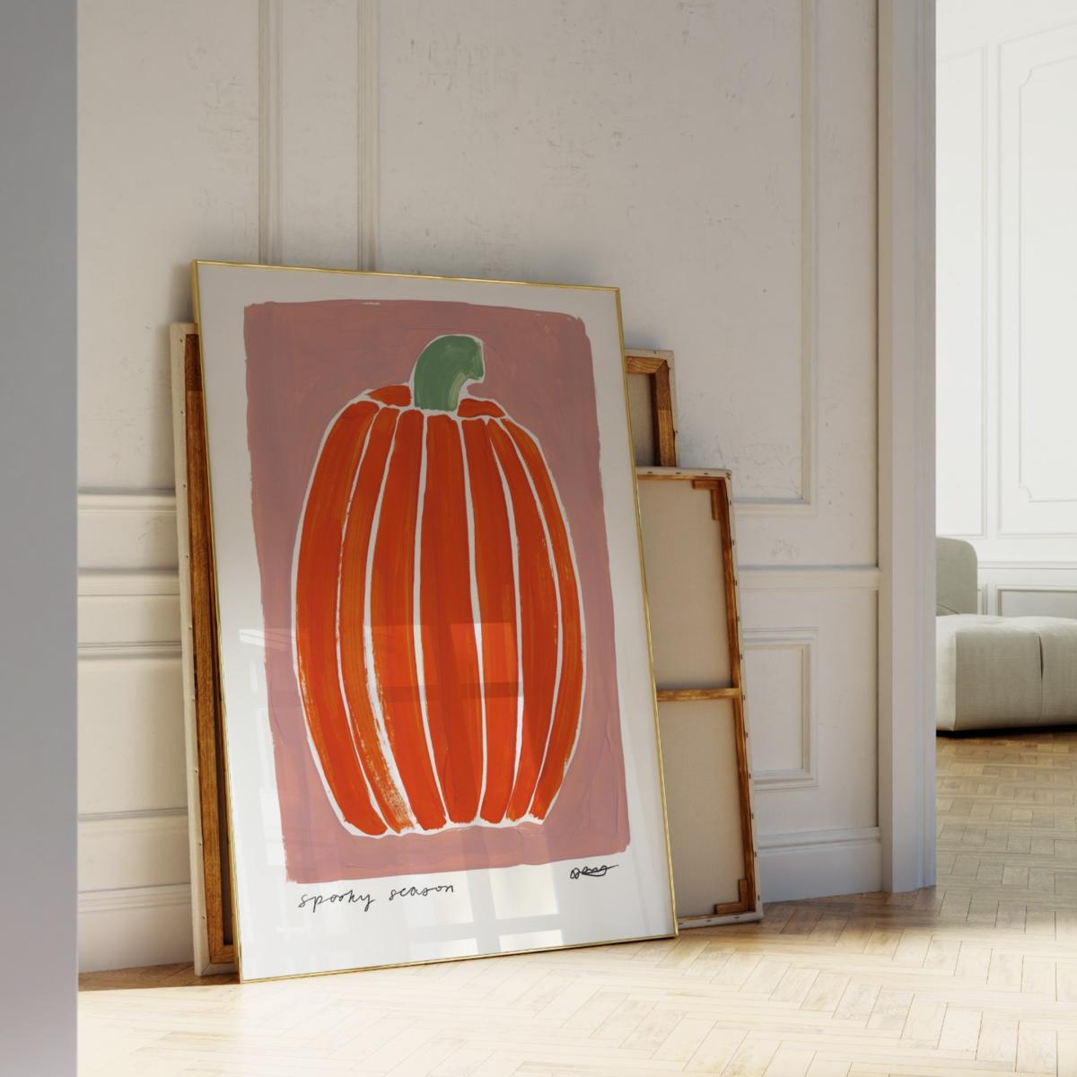 Neutrals Pumpkin Hand Painted Art Print - A2 | Natalie Cass Art – image 3