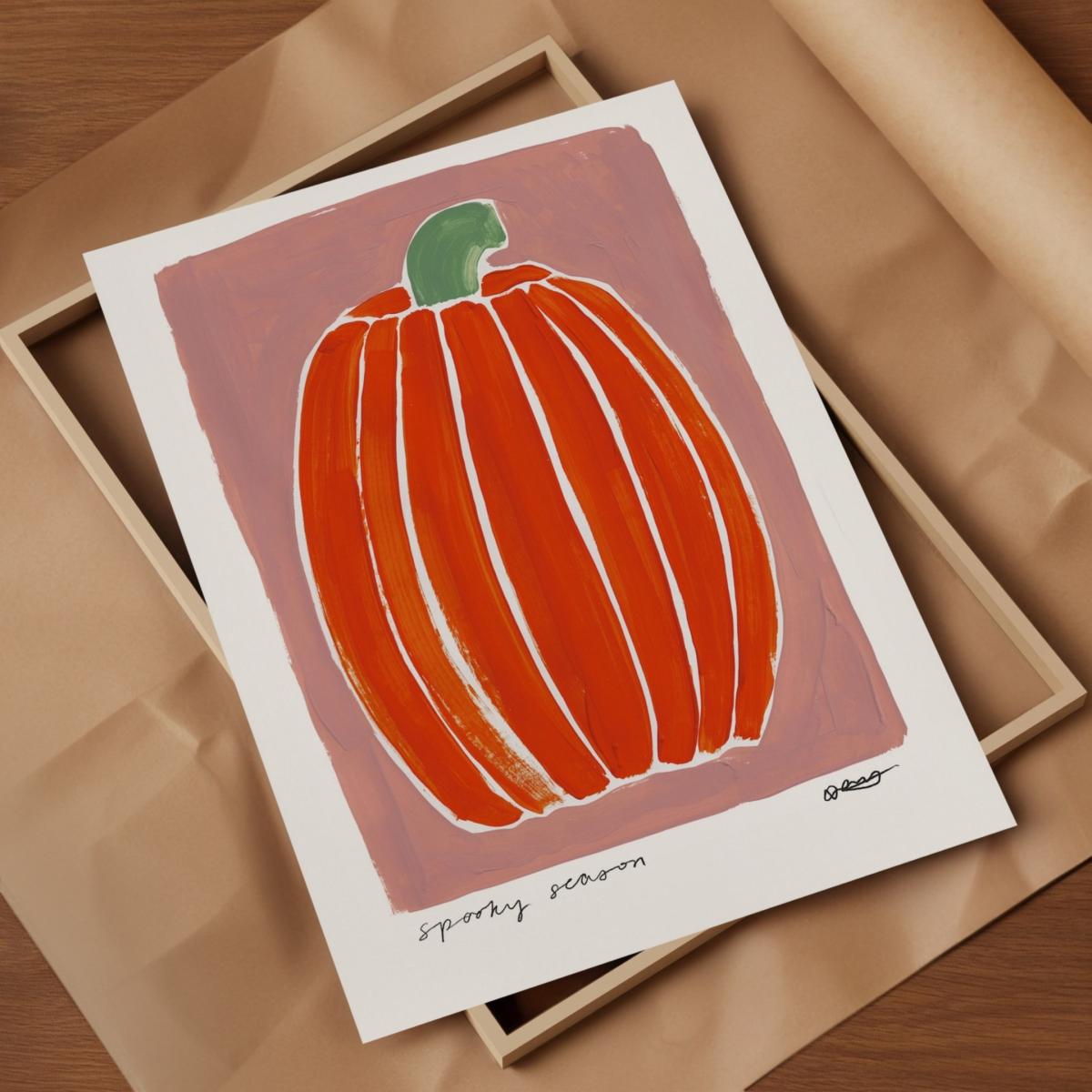 Neutrals Pumpkin Hand Painted Art Print - A2 | Natalie Cass Art – image 4