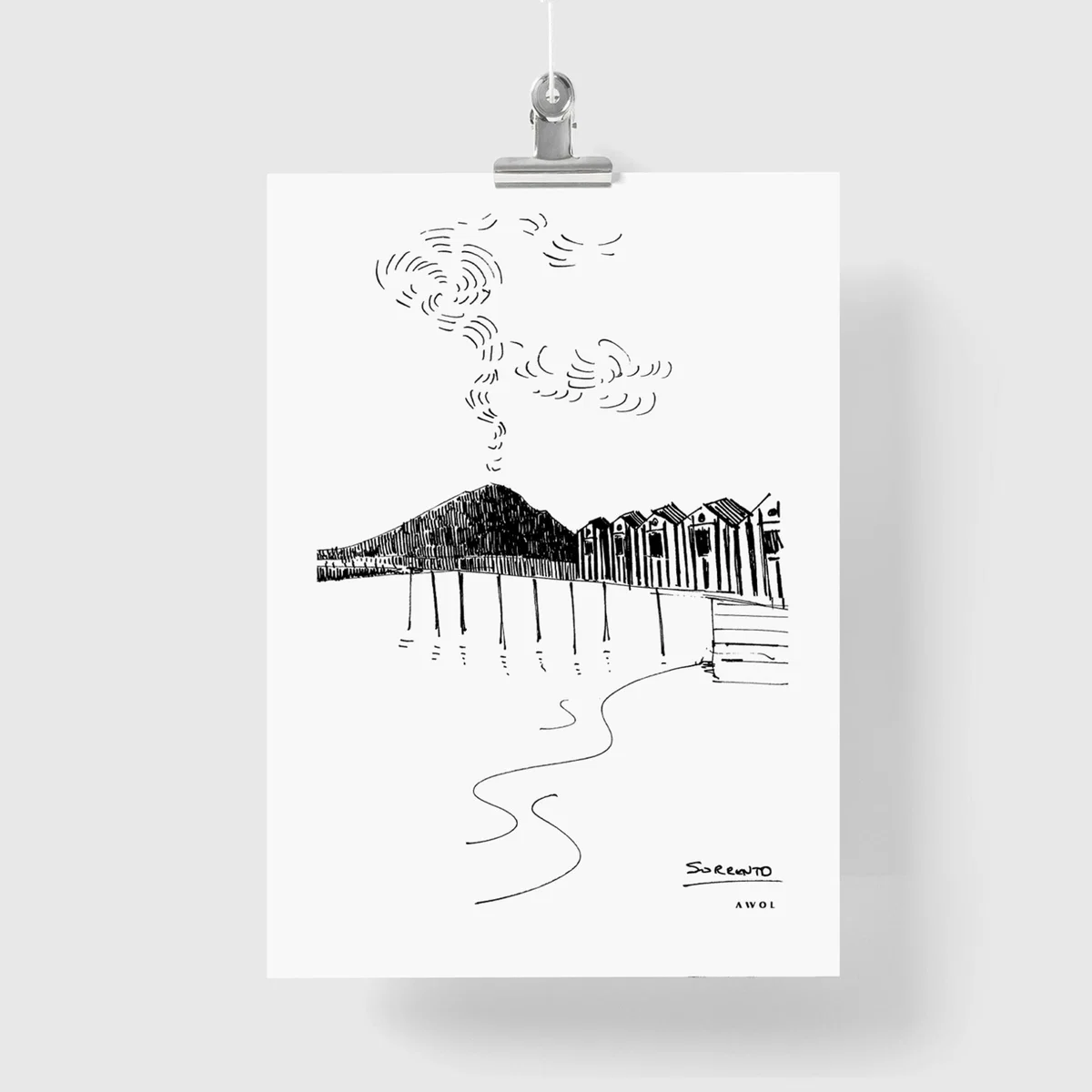 Black / Neutrals Mountain By The Seaside Art Print, Italian Landscape Art: Canvas Print A4 210 X 297Mm Awol – image 2