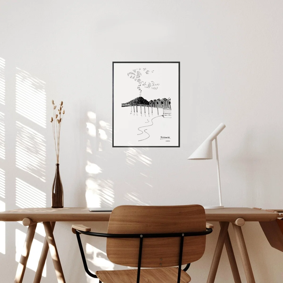 Black / Neutrals Mountain By The Seaside Art Print, Italian Landscape Art: Canvas Print A4 210 X 297Mm Awol – image 3