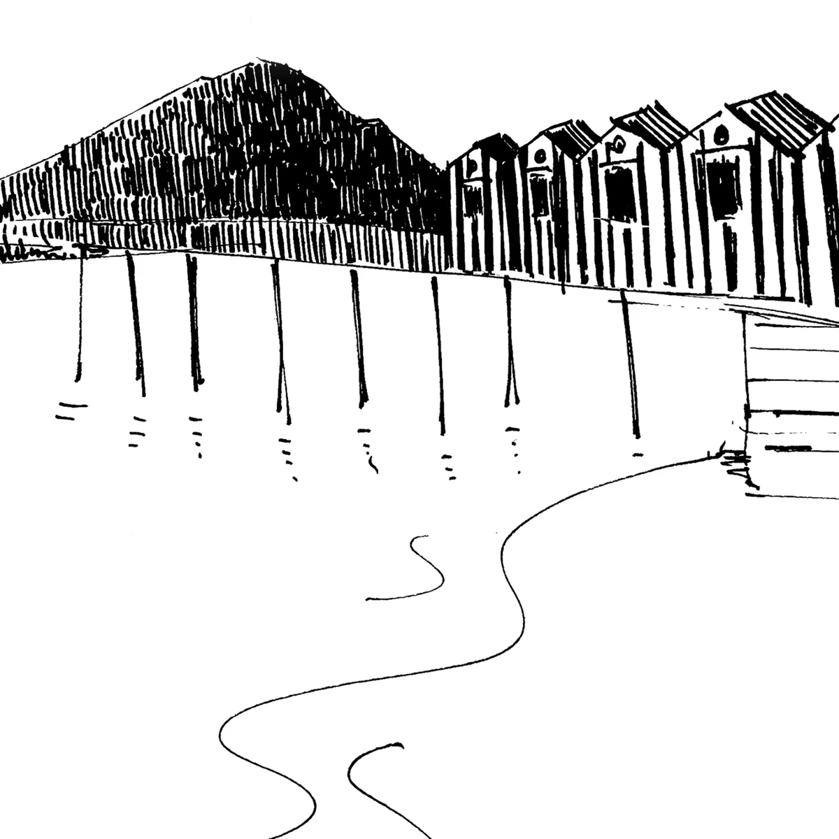 Black / Neutrals Mountain By The Seaside Art Print, Italian Landscape Art: Canvas Print A4 210 X 297Mm Awol – image 4