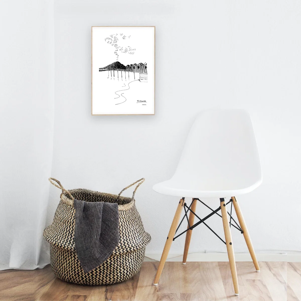 Black / Neutrals Mountain By The Seaside Art Print, Italian Landscape Art: Canvas Print A4 210 X 297Mm Awol – image 7