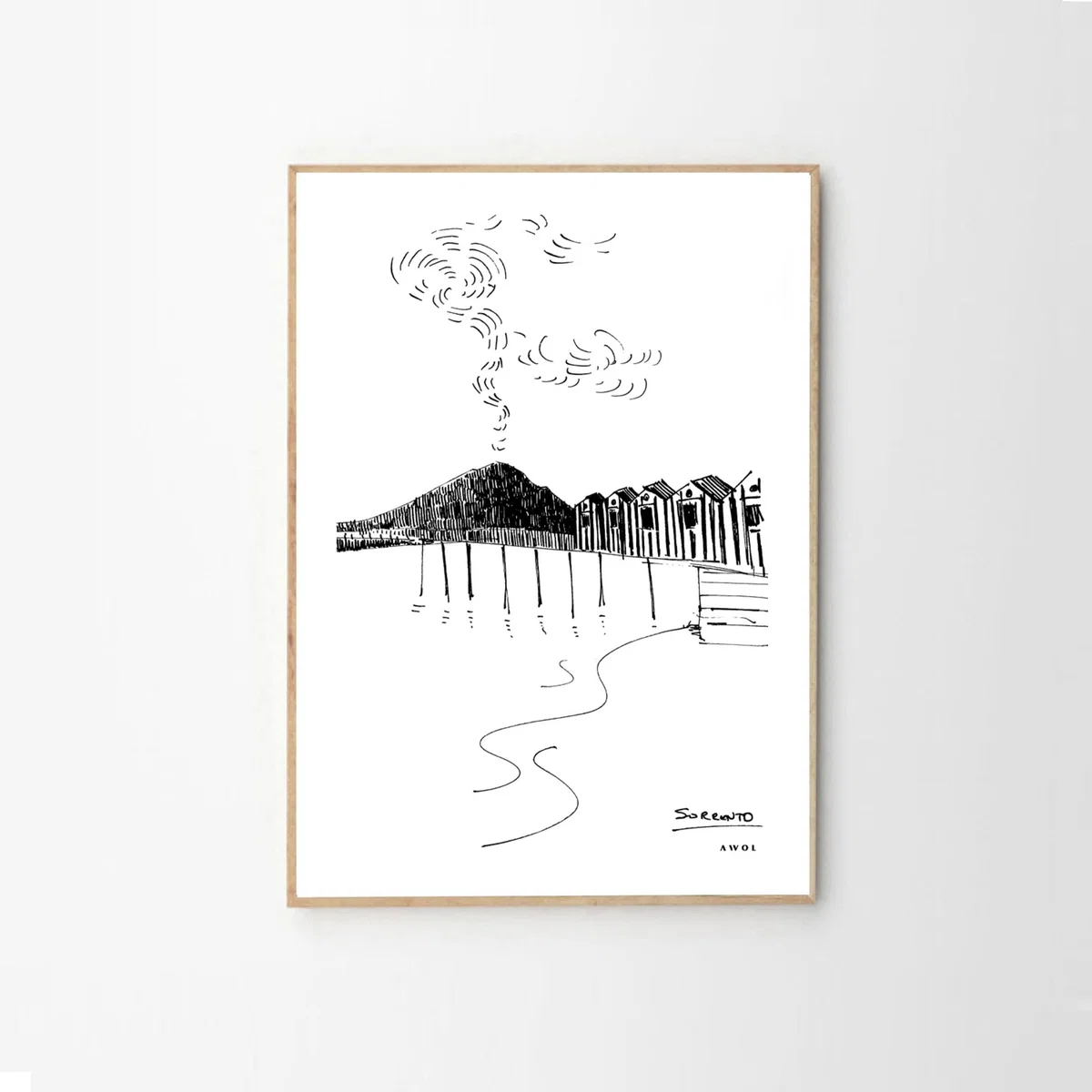 Black / Neutrals Mountain By The Seaside Art Print, Italian Landscape Art: Canvas Print A4 210 X 297Mm Awol – image 10