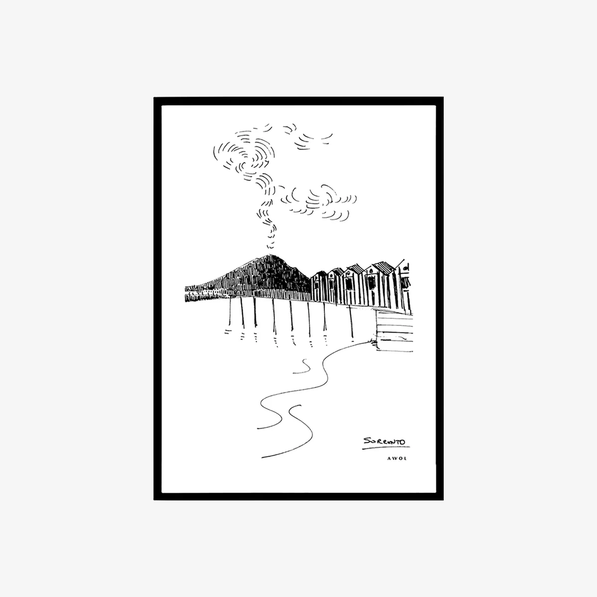 Black / Neutrals Mountain By The Seaside Art Print, Italian Landscape Art: Canvas Print A4 210 X 297Mm Awol – image 1