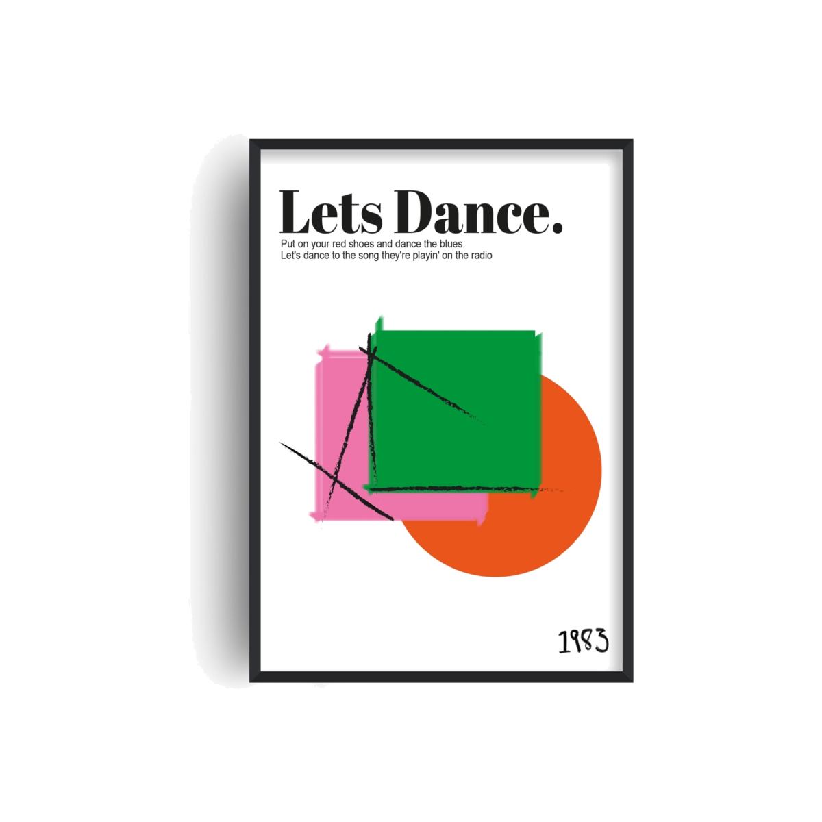 Lets Dance David Bowie Inspired Abstract Retro Giclée Art Print A3 297 X 420Mm Fanclub – image 1
