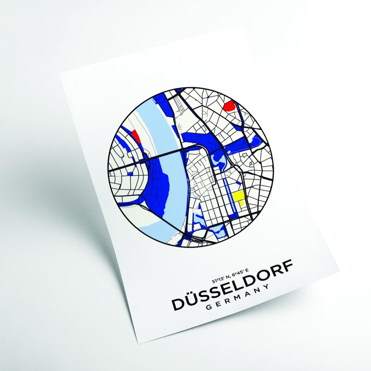 Blue Map Of Dusseldorf Germany Large Stanley Print House – image 2
