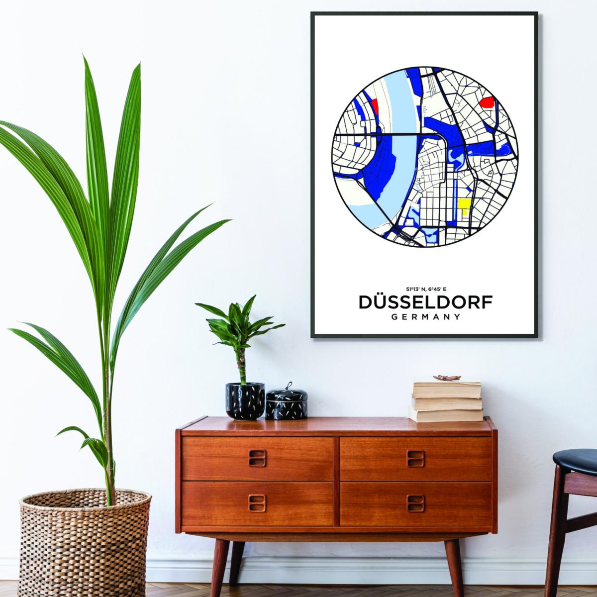 Blue Map Of Dusseldorf Germany Large Stanley Print House – image 3