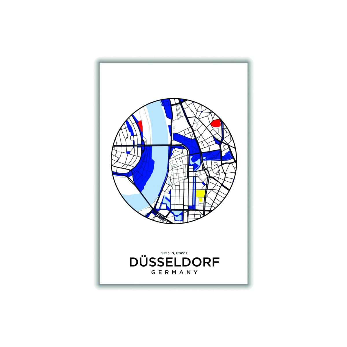 Blue Map Of Dusseldorf Germany Large Stanley Print House – image 1