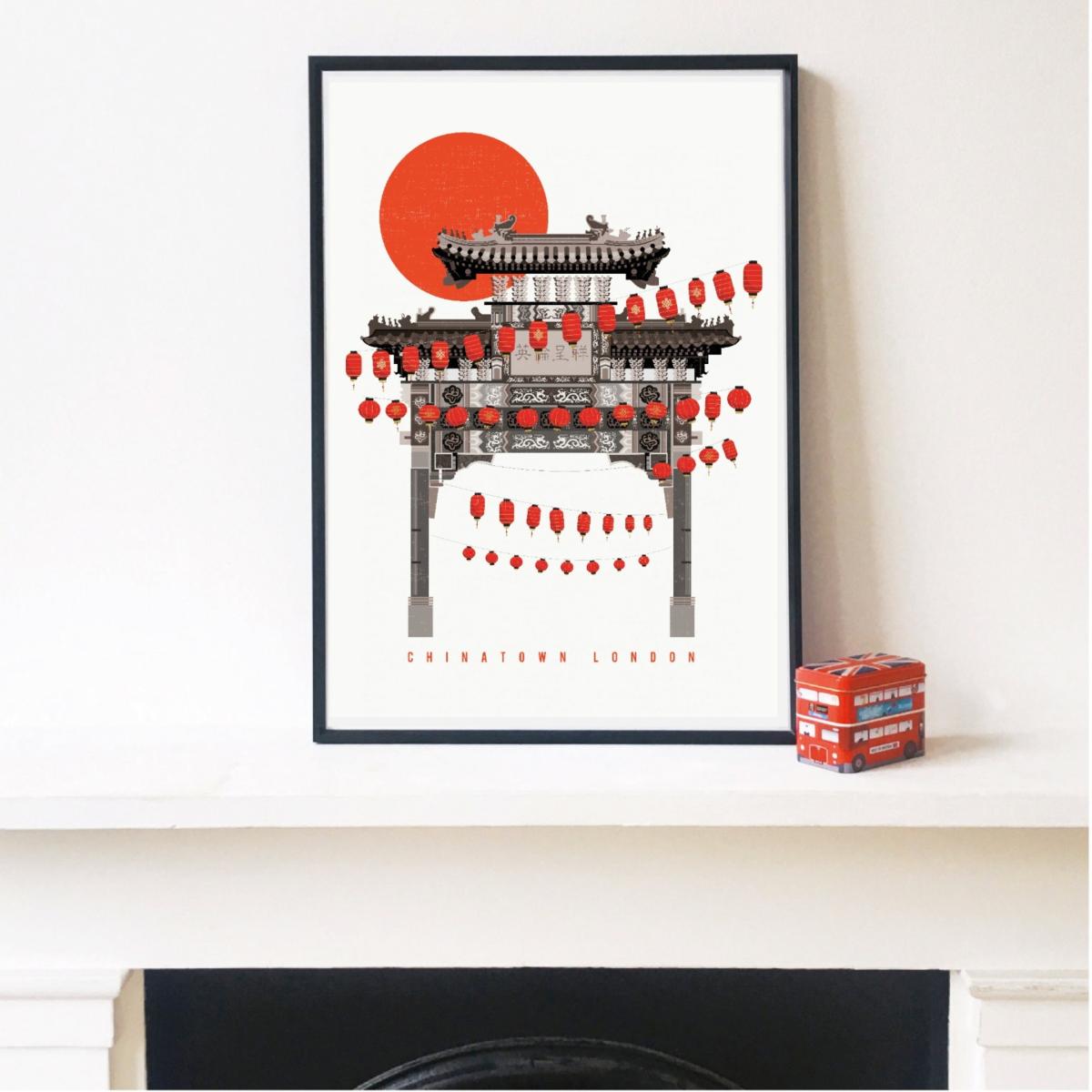 Chinatown London Illustrated Art Print A3 297 X 420Mm Eye for London Prints – image 2
