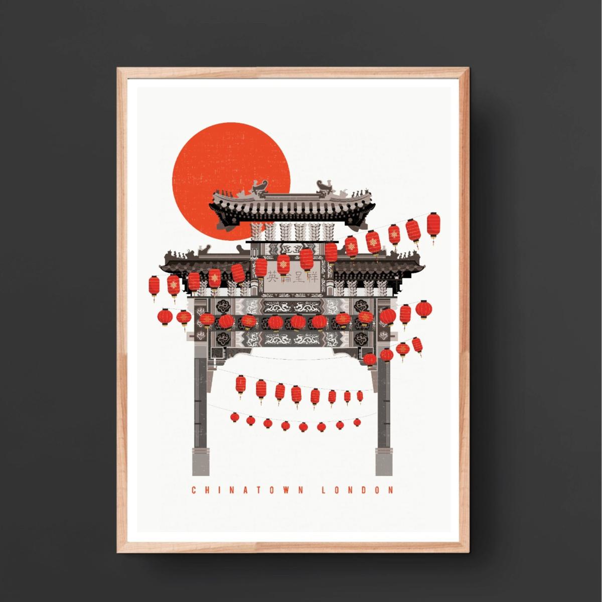 Chinatown London Illustrated Art Print A3 297 X 420Mm Eye for London Prints – image 3