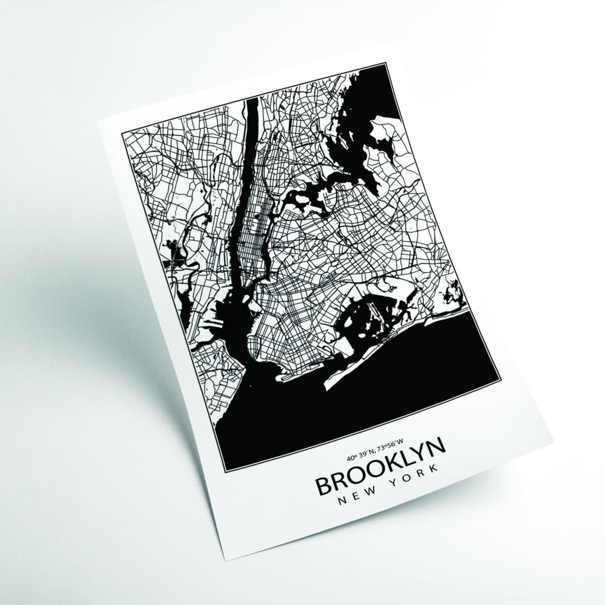 Black Map Of Brooklyn New York A1 594 X 841Mm Stanley Print House – image 2