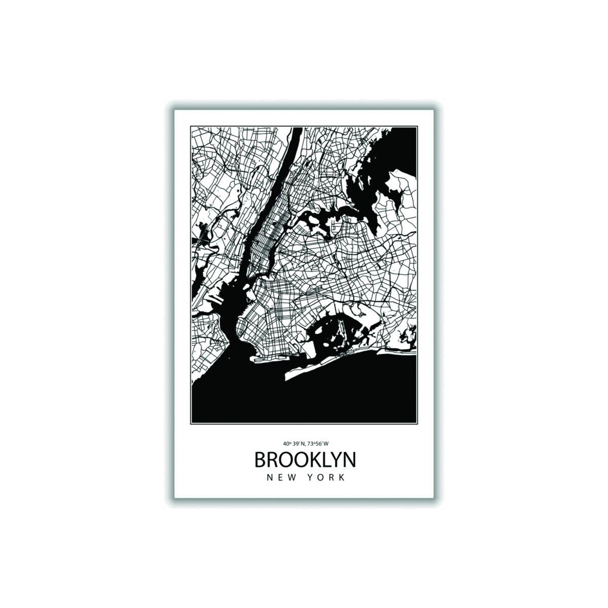 Black Map Of Brooklyn New York A1 594 X 841Mm Stanley Print House – image 1