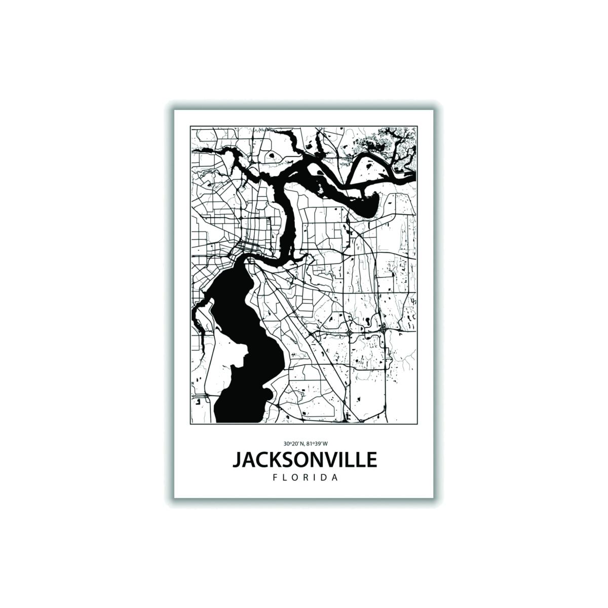 Black Map Of Jacksonville Large Stanley Print House – image 1