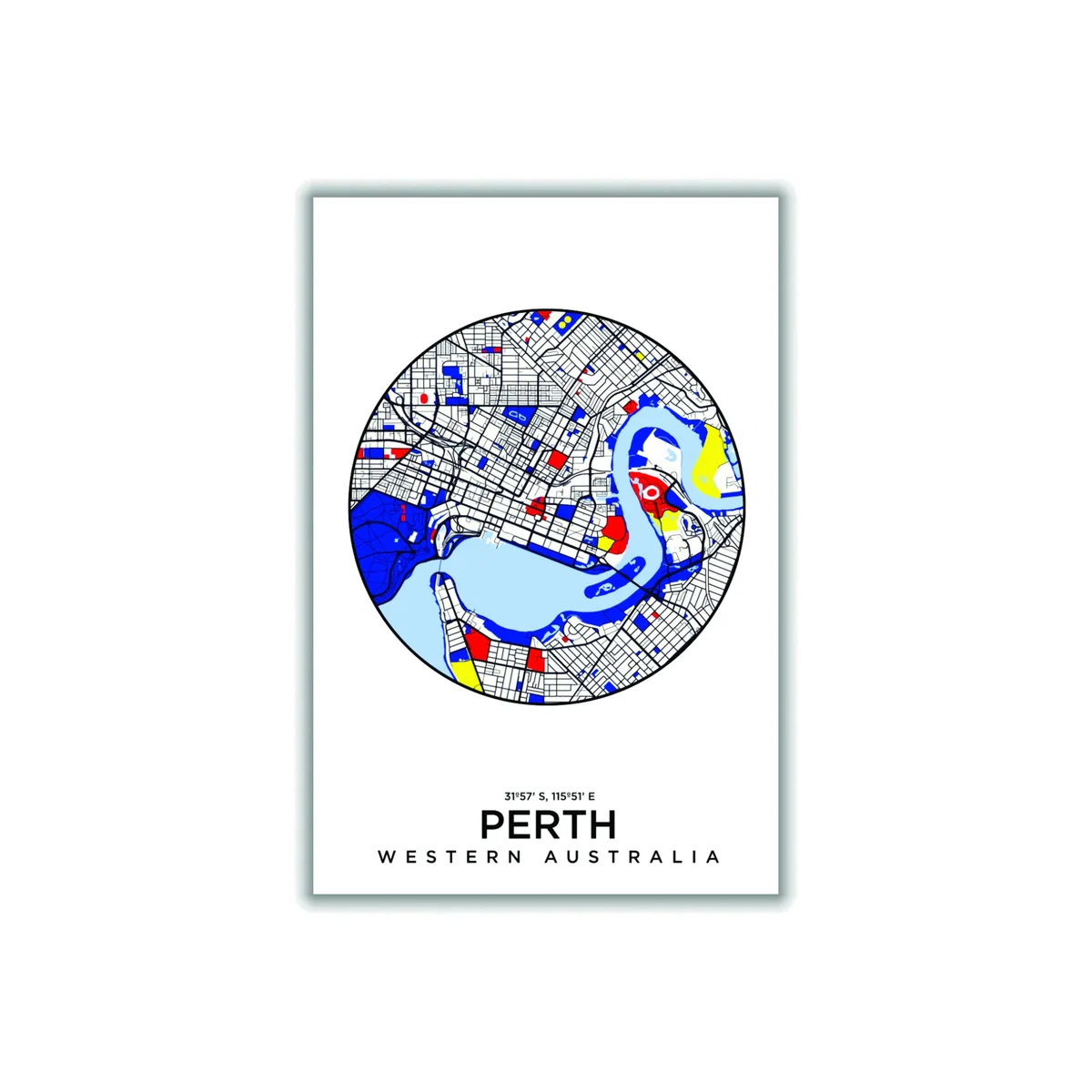 Blue Map Of Perth 1 A2 420 X 594Mm Stanley Print House – image 1