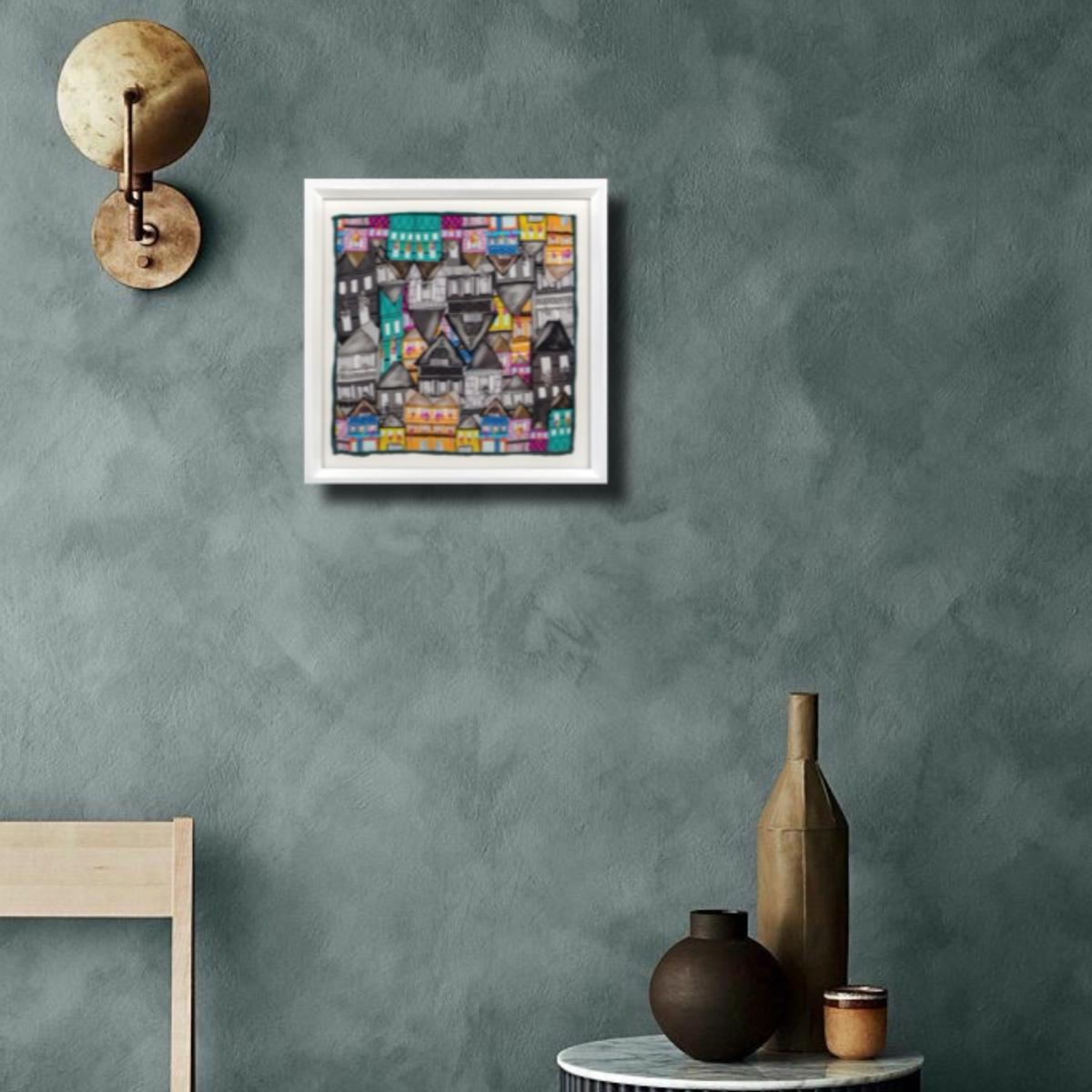 Framed Silk Art French Alsace Houses One Size Un Poco – image 4