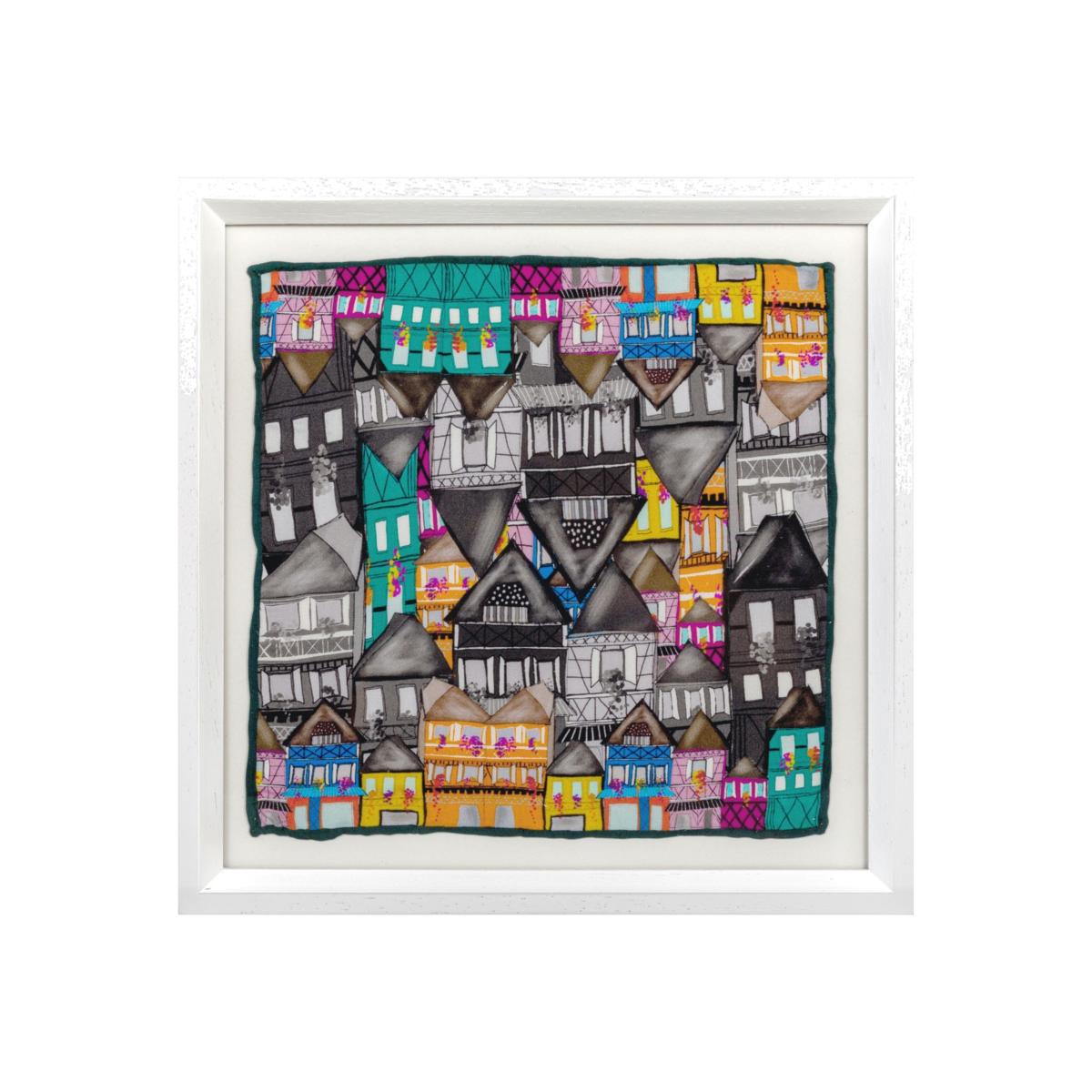Framed Silk Art French Alsace Houses One Size Un Poco – image 1