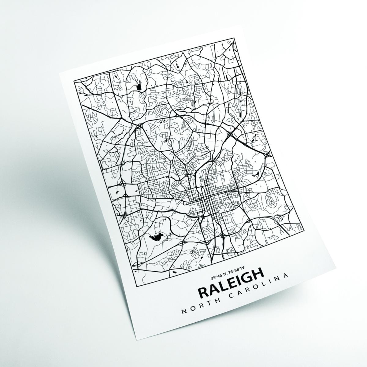 Black Map Of Raleigh Extra Large Stanley Print House – image 2